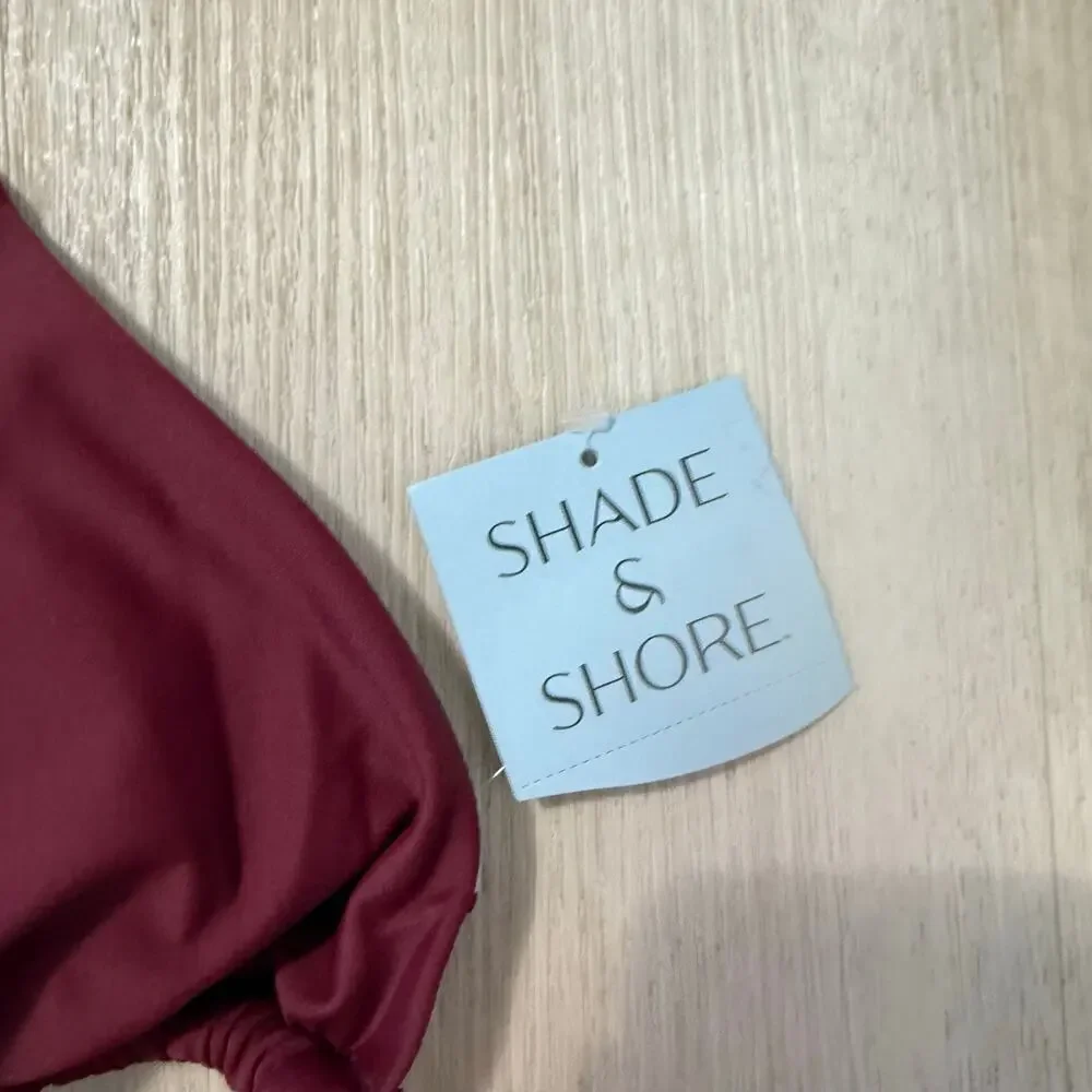 NWT Shade & Shore Triangle Bikini Top Basic Beach Vacation Burgundy Size Large
